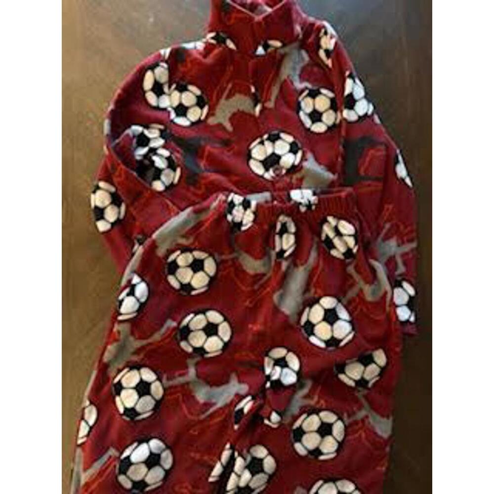 Boys 2 Piece Button Down Soccer Pajama set Size 5/6